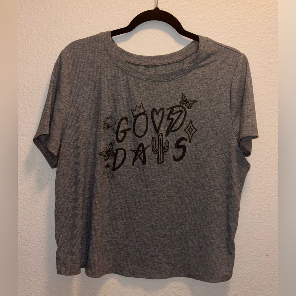 Torrid Gray Crop Graphic Tee with 'Good Days' Print